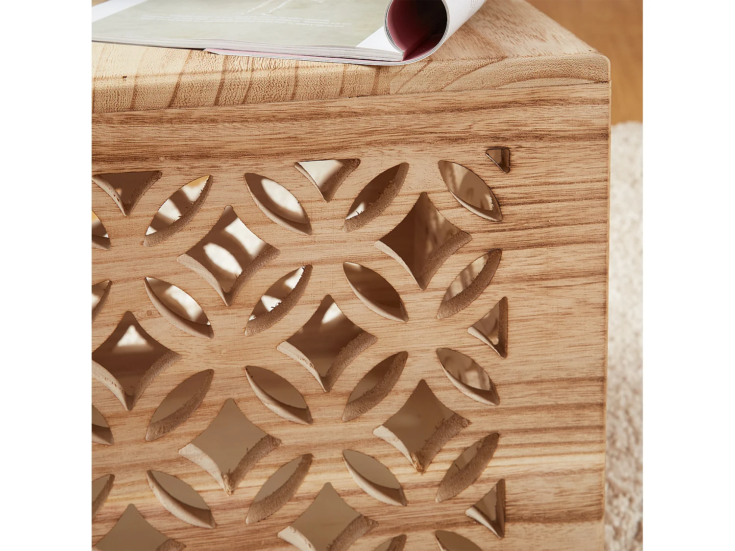 Mesa auxiliar 39x40x40 cm cubo de madera marrón para luz de mesita de noche