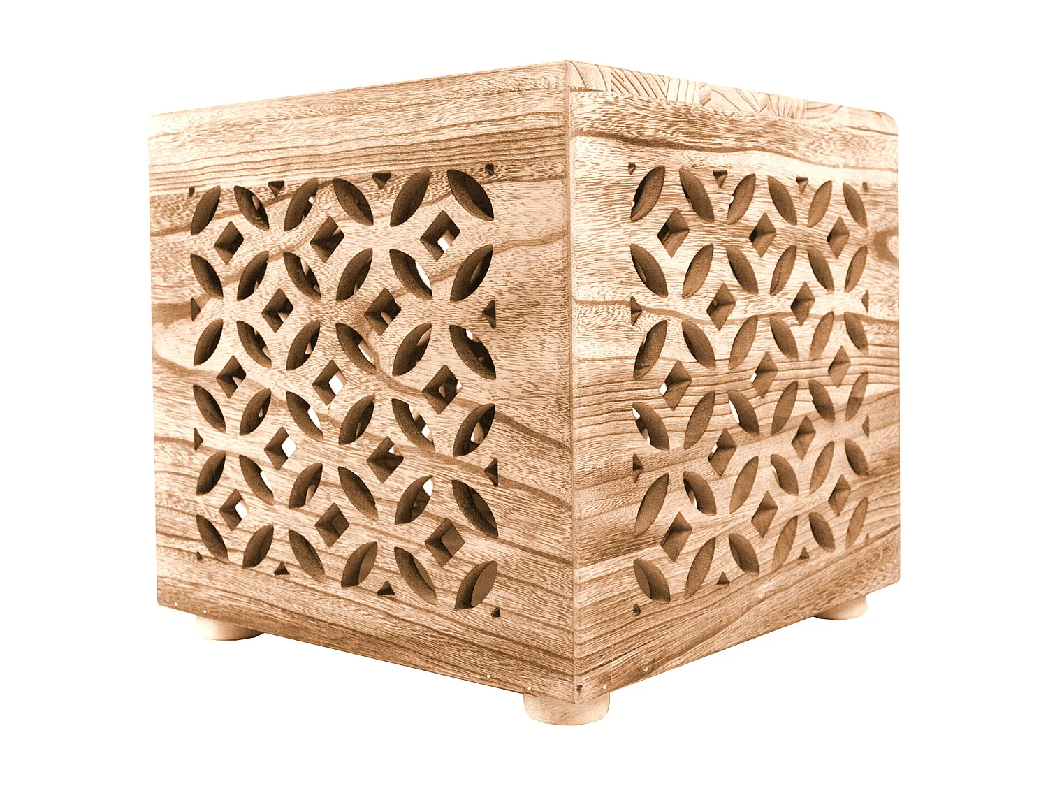 Mesa auxiliar 39x40x40 cm cubo de madera marrón para luz de mesita de noche
