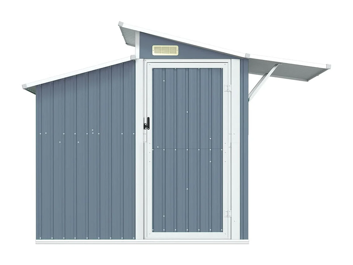 Abrigo de jardim, cabana, casa de armazenamento, galpão externo, ferramentas, robusto, 270 x 130 x 208,5 cm, aço galvanizado cinza 02_0022235