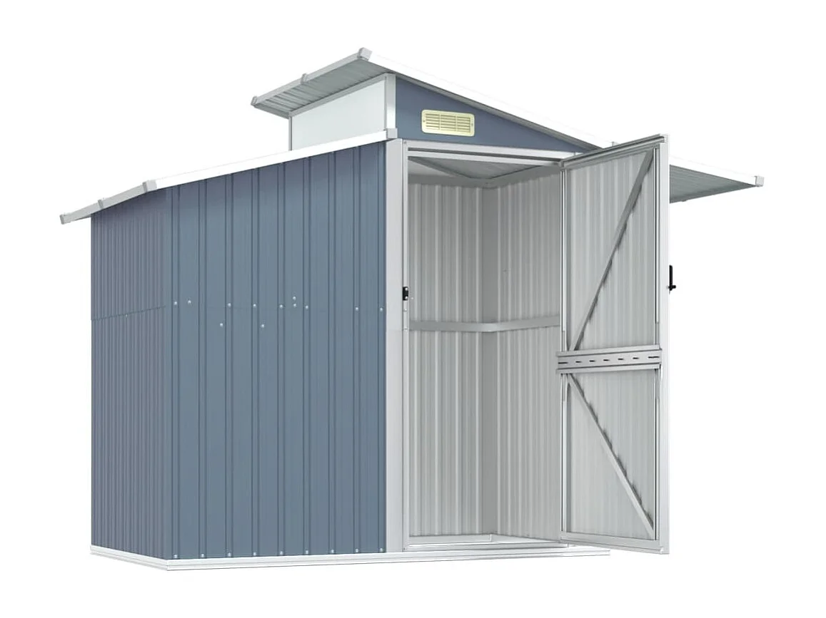 Abrigo de jardim, cabana, casa de armazenamento, galpão externo, ferramentas, robusto, 270 x 130 x 208,5 cm, aço galvanizado cinza 02_0022235