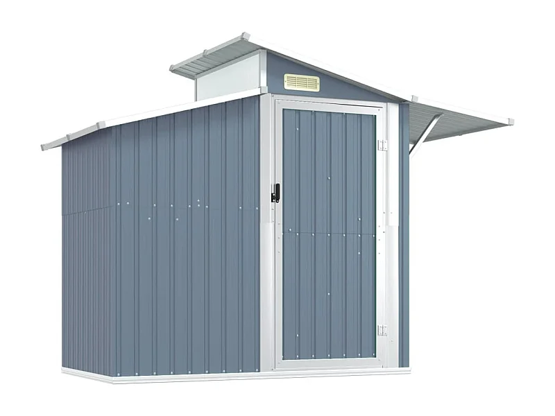 Abrigo de jardim, cabana, casa de armazenamento, galpão externo, ferramentas, robusto, 270 x 130 x 208,5 cm, aço galvanizado cinza 02_0022235