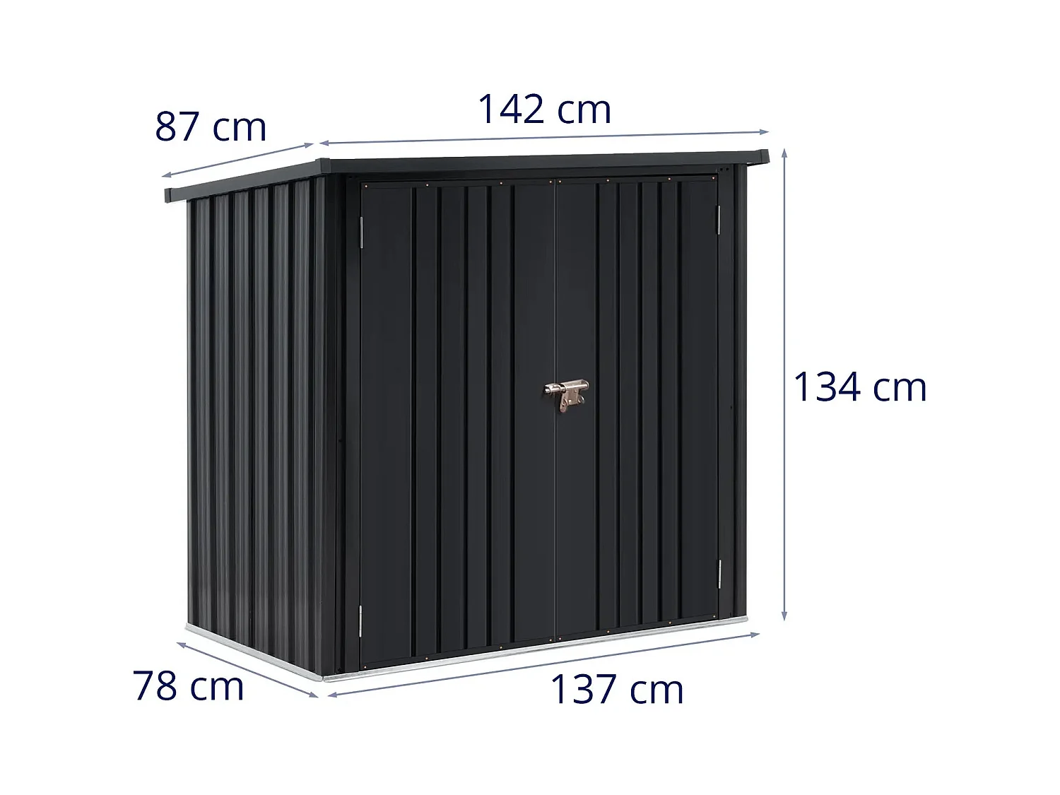 Abri de jardin cabane argenté 145 x 86 x 135 cm 14_0008107