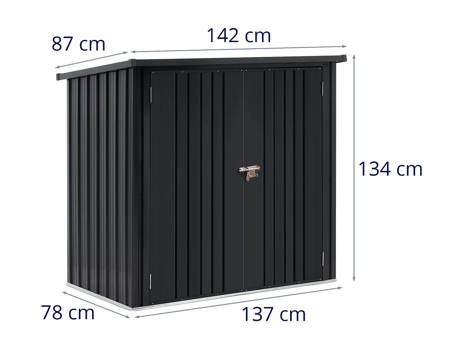 Abri de jardin cabane argenté 145 x 86 x 135 cm 14_0008107