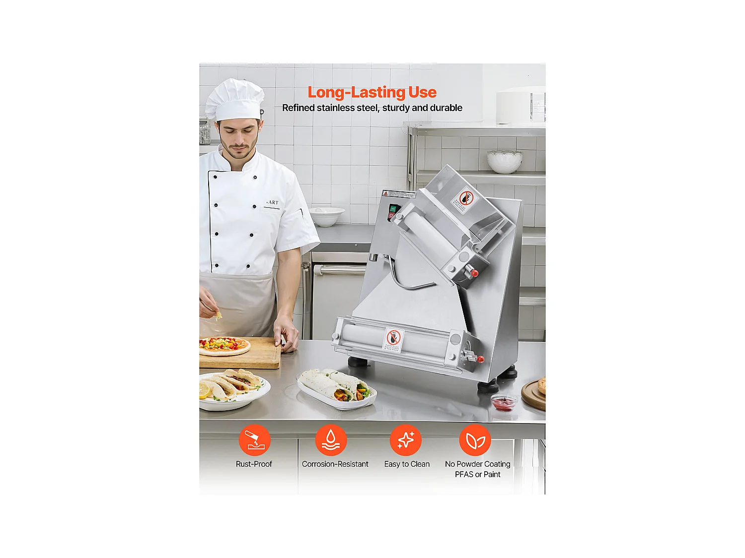 Formarka do Pizzy SucceBuy, 7,6 do 35,5 cm, Elektryczna Komercyjna Prasa do Ciasta 370 W, 260 Arkuszy na Godzinę, Automatyczna Walcarka do Ciasta na Pizzę