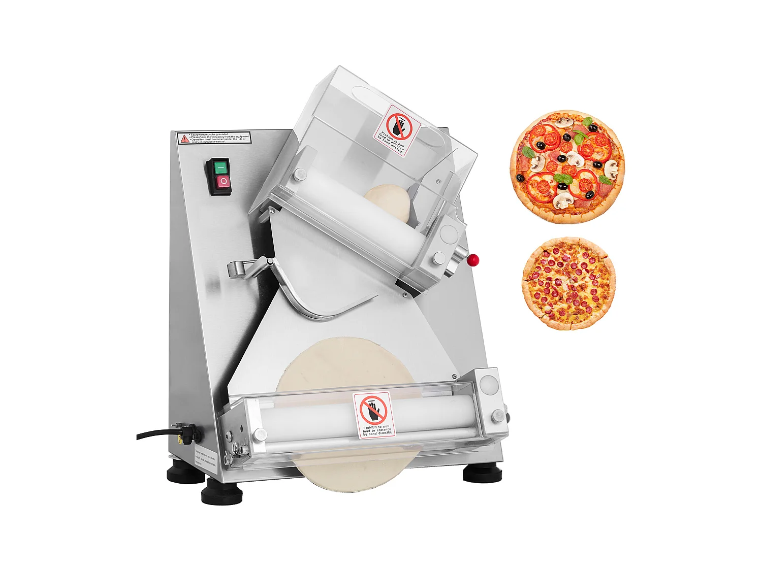 Formarka do Pizzy SucceBuy, 7,6 do 35,5 cm, Elektryczna Komercyjna Prasa do Ciasta 370 W, 260 Arkuszy na Godzinę, Automatyczna Walcarka do Ciasta na Pizzę