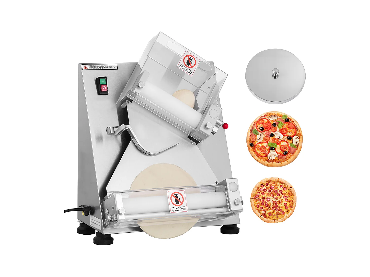 Formarka do Pizzy SucceBuy, 7,6 do 35,5 cm, Elektryczna Komercyjna Prasa do Ciasta 370 W, 260 Arkuszy na Godzinę, Automatyczna Walcarka do Ciasta na Pizzę