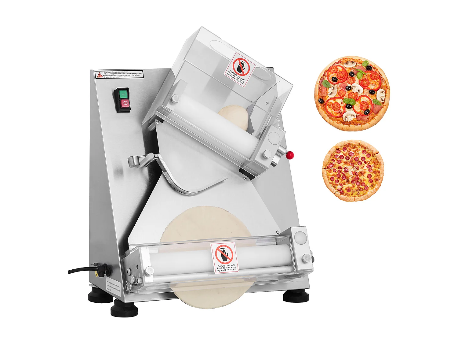 Formarka do Pizzy SucceBuy, 7,6 do 35,5 cm, Elektryczna Komercyjna Prasa do Ciasta 370 W, 260 Arkuszy na Godzinę, Automatyczna Walcarka do Ciasta na Pizzę