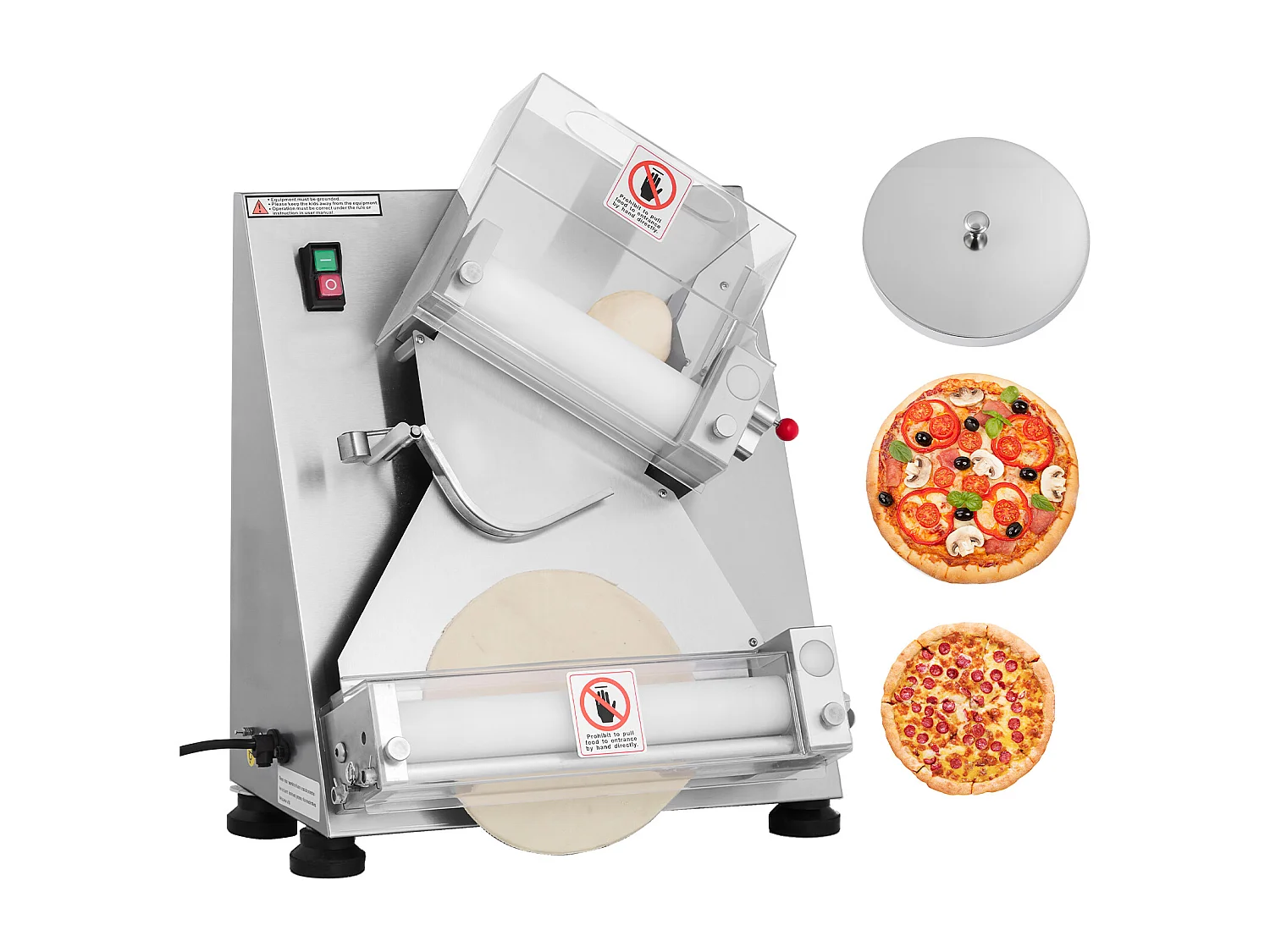 Formarka do Pizzy SucceBuy, 7,6 do 35,5 cm, Elektryczna Komercyjna Prasa do Ciasta 370 W, 260 Arkuszy na Godzinę, Automatyczna Walcarka do Ciasta na Pizzę