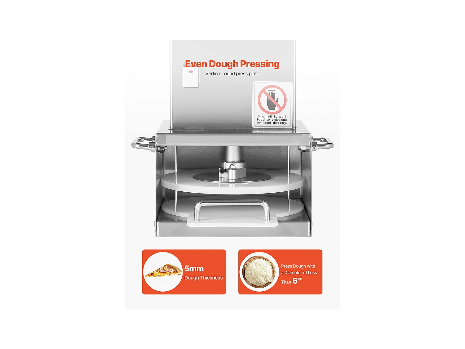 Presse à Pâtes SucceBuy Électrique, Plaque 15 cm, Presse à Pizza en Acier Inoxydable, Formeuse à Pizza Commerciale à Épaisseur Réglable, pour Cafés