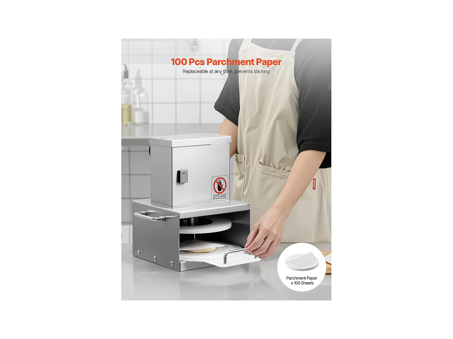 Presse à Pâtes SucceBuy Électrique, Plaque 15 cm, Presse à Pizza en Acier Inoxydable, Formeuse à Pizza Commerciale à Épaisseur Réglable, pour Cafés