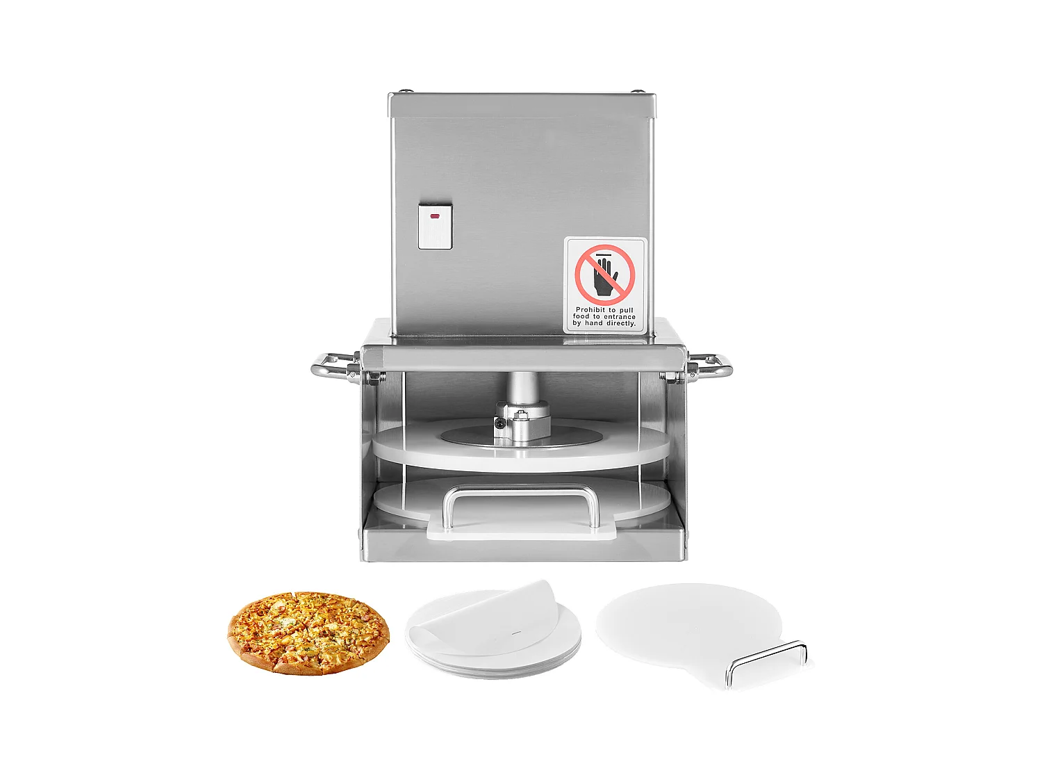 Pressa per Pasta SucceBuy Elettrica, Piastra 15 cm, Pressa per Pizza in Acciaio Inossidabile, Formatrice per Pizza Commerciale a Spessore Regolabile, per Caffè
