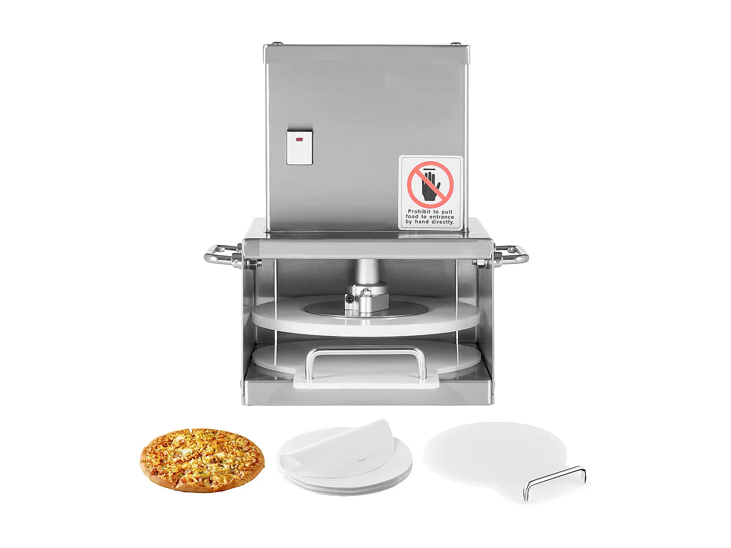 Presse à Pâtes SucceBuy Électrique, Plaque 15 cm, Presse à Pizza en Acier Inoxydable, Formeuse à Pizza Commerciale à Épaisseur Réglable, pour Cafés