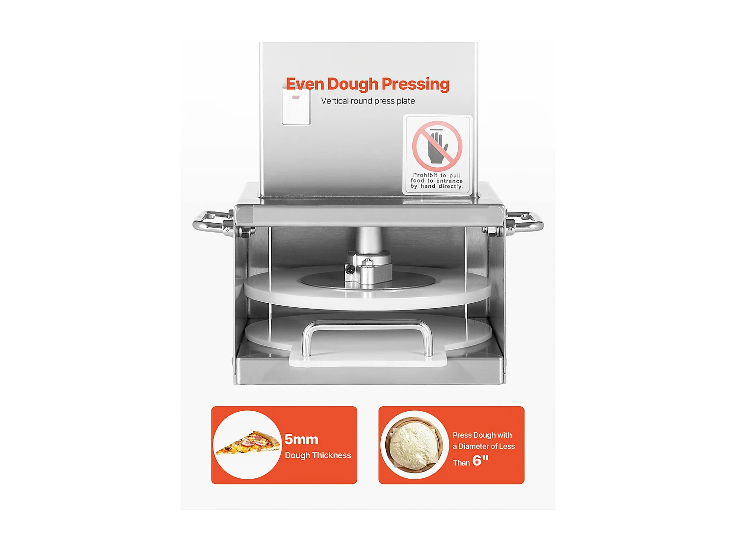 Presse à Pâtes SucceBuy Électrique, Plaque 15 cm, Presse à Pizza en Acier Inoxydable, Formeuse à Pizza Commerciale à Épaisseur Réglable, pour Cafés