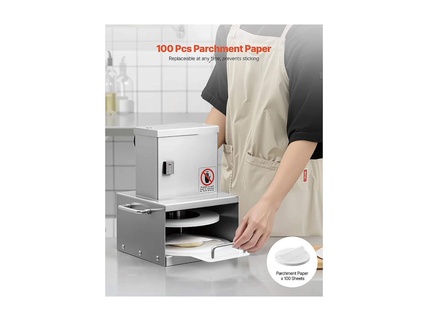 Presse à Pâtes SucceBuy Électrique, Plaque 15 cm, Presse à Pizza en Acier Inoxydable, Formeuse à Pizza Commerciale à Épaisseur Réglable, pour Cafés