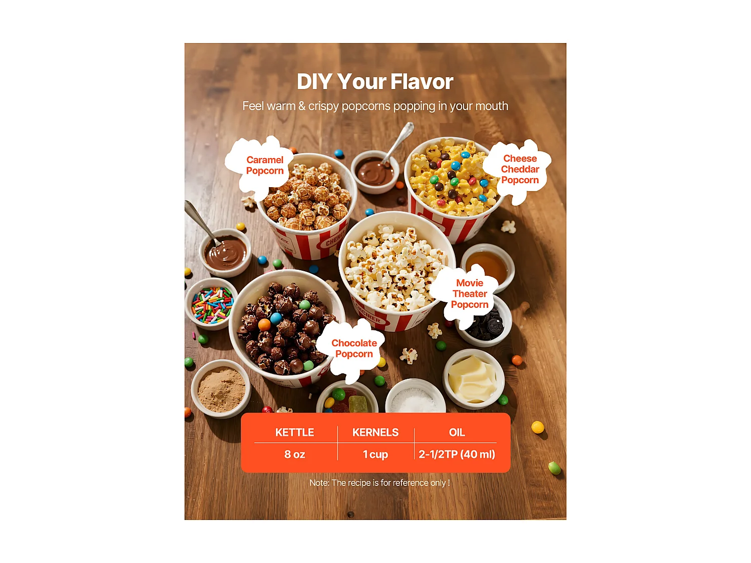 Popcornmachine SucceBuy met Wagen, Popcornmaker 800 W, Grote RVS Kom 0,2 kg, 48 Kopjes per Batch, met 2-Knops Bediening, Glas Wand