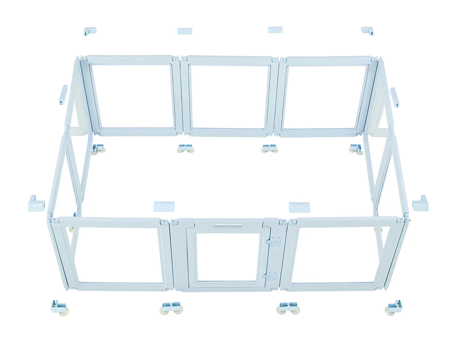 Kraamhok voor Honden SucceBuy, 193 x 124,5 x 76,5 Cm, Kraamhok voor Puppy's, met Transparante Ramen en Slot, Frame in Blauw