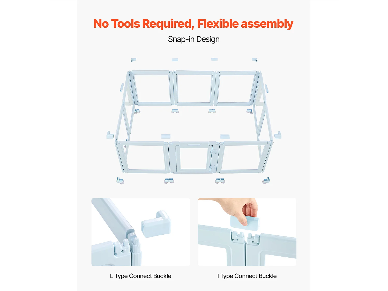 Kraamhok voor Honden SucceBuy, 193 x 124,5 x 76,5 Cm, Kraamhok voor Puppy's, met Transparante Ramen en Slot, Frame in Blauw