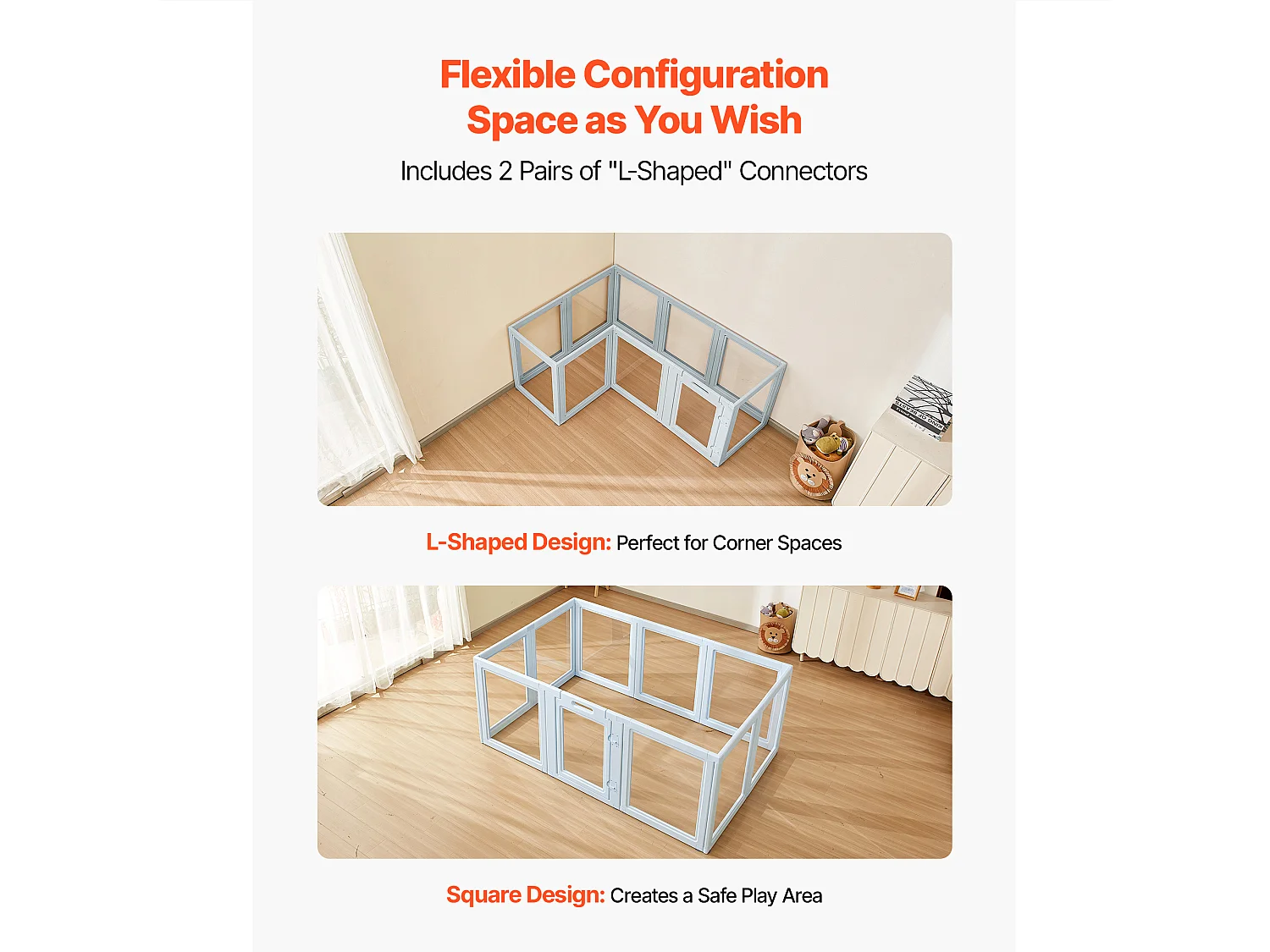 Kraamhok voor Honden SucceBuy, 193 x 124,5 x 76,5 Cm, Kraamhok voor Puppy's, met Transparante Ramen en Slot, Frame in Blauw