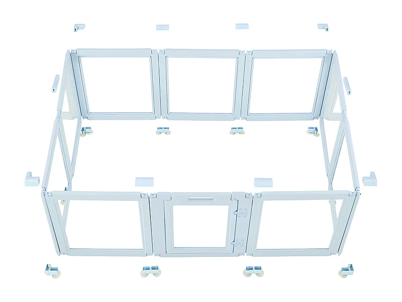 Kraamhok voor Honden SucceBuy, 193 x 124,5 x 76,5 Cm, Kraamhok voor Puppy's, met Transparante Ramen en Slot, Frame in Blauw