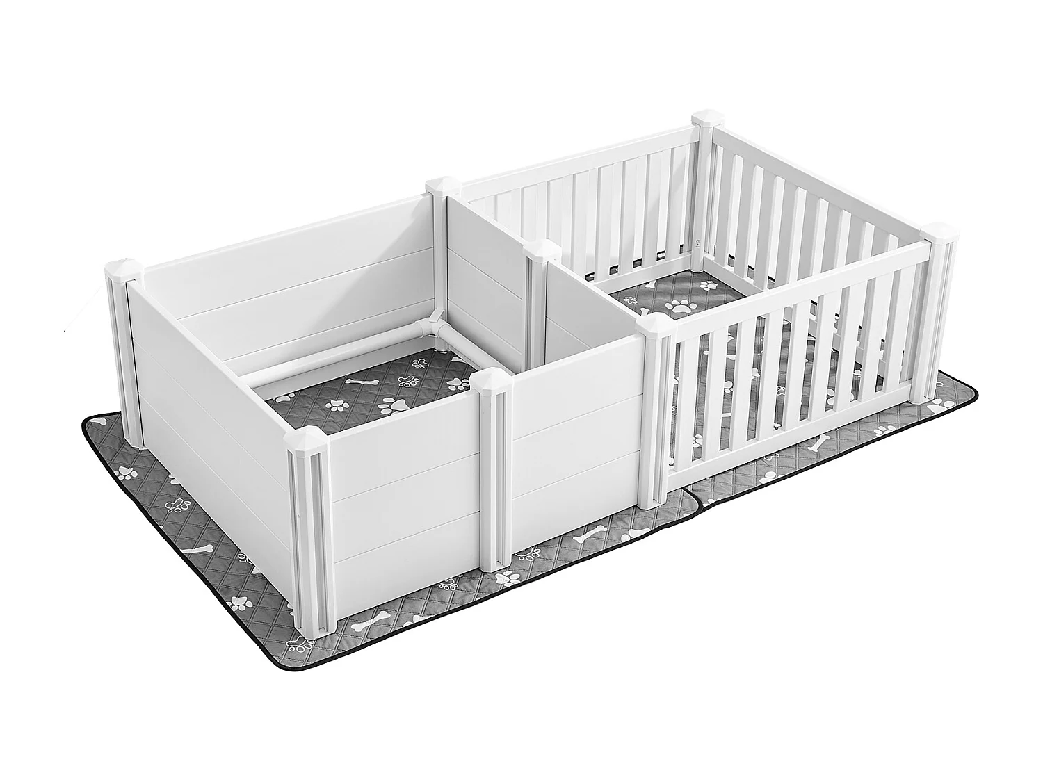 Parque de Parto SucceBuy para Perro, 186,5x97x50 cm, Caja de Parto para Cachorros, con Puerta de Altura Ajustable, Caja de Parto de Plástico PVC