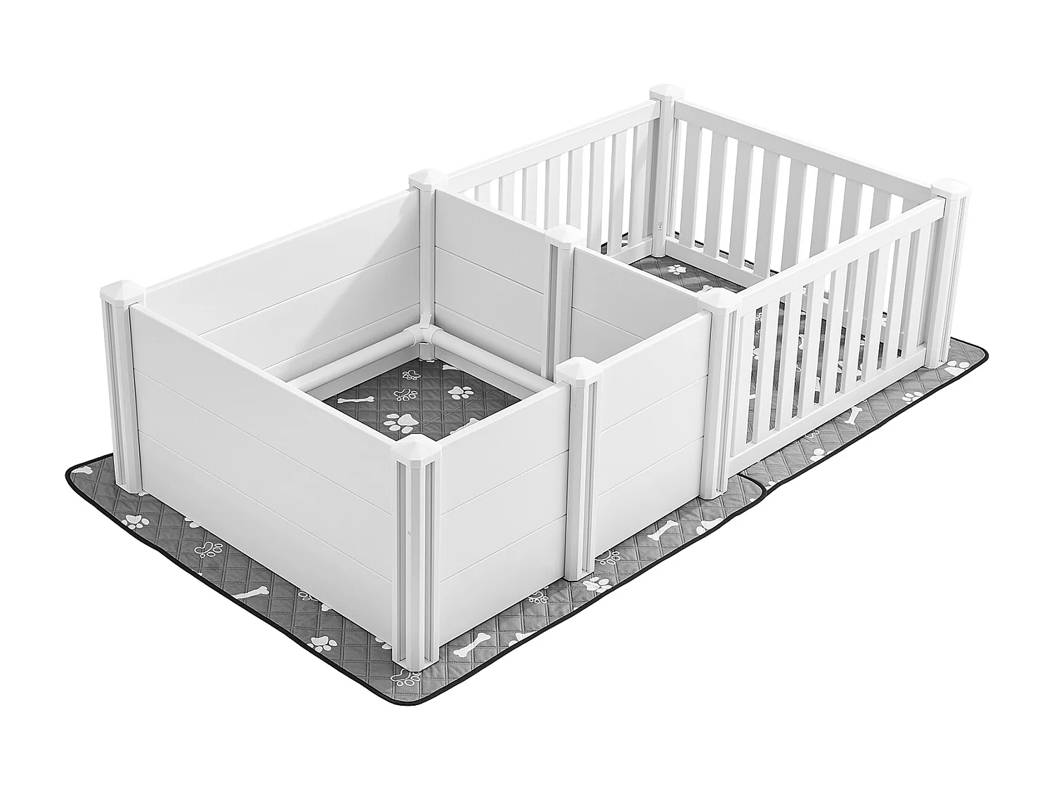 Parque de Parto SucceBuy para Perro, 186,5x97x50 cm, Caja de Parto para Cachorros, con Puerta de Altura Ajustable, Caja de Parto de Plástico PVC