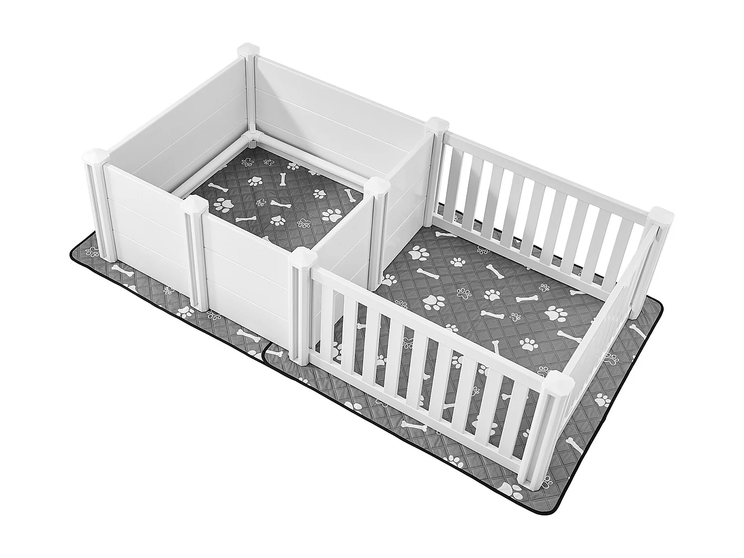 Parque de Parto SucceBuy para Perro, 186,5x97x50 cm, Caja de Parto para Cachorros, con Puerta de Altura Ajustable, Caja de Parto de Plástico PVC