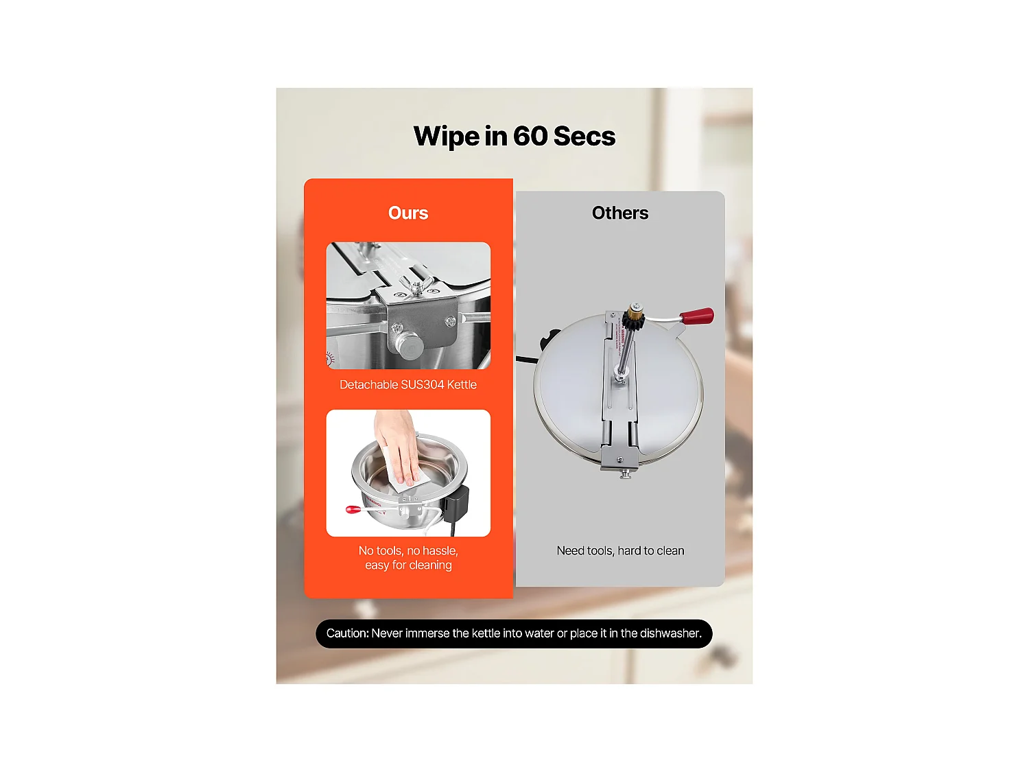 Maszyna do Popcornu SucceBuy Blatowa, Eksplodująca do Kukurydzy 800 W, Duża Miska ze Stali Nierdzewnej 0,2 kg, 48 Filiżanek na Partię,  Ściana Szklana