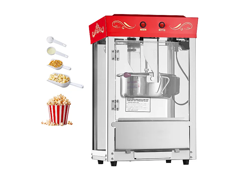 Máquina de Pipoca SucceBuy de Balcão, Estourador de Milho 800 W, Grande Tigela de Aço Inoxidável 0,2 kg, 48 Chávenas por Lote, com Comando de 2 Botões