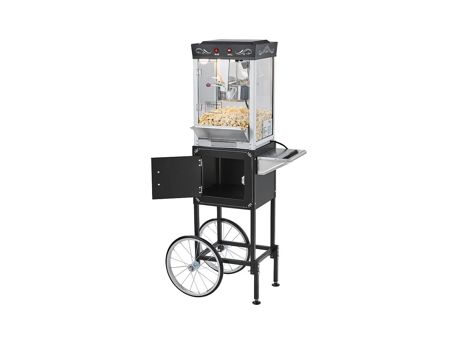 Machine à Pop Corn SucceBuy avec Chariot, Éclateur de Maïs 800 W, Grand Bol en Inox 0,2 kg, 48 Tasses par Lot, avec Commande à 2 Boutons, Paroi en Verre