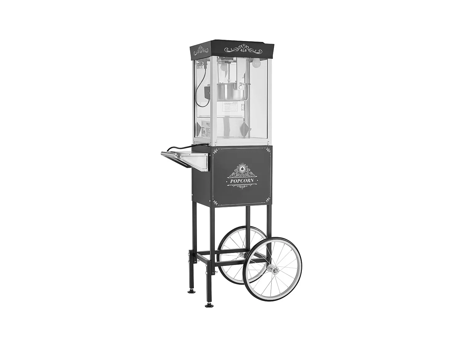 Machine à Pop Corn SucceBuy avec Chariot, Éclateur de Maïs 800 W, Grand Bol en Inox 0,2 kg, 48 Tasses par Lot, avec Commande à 2 Boutons, Paroi en Verre