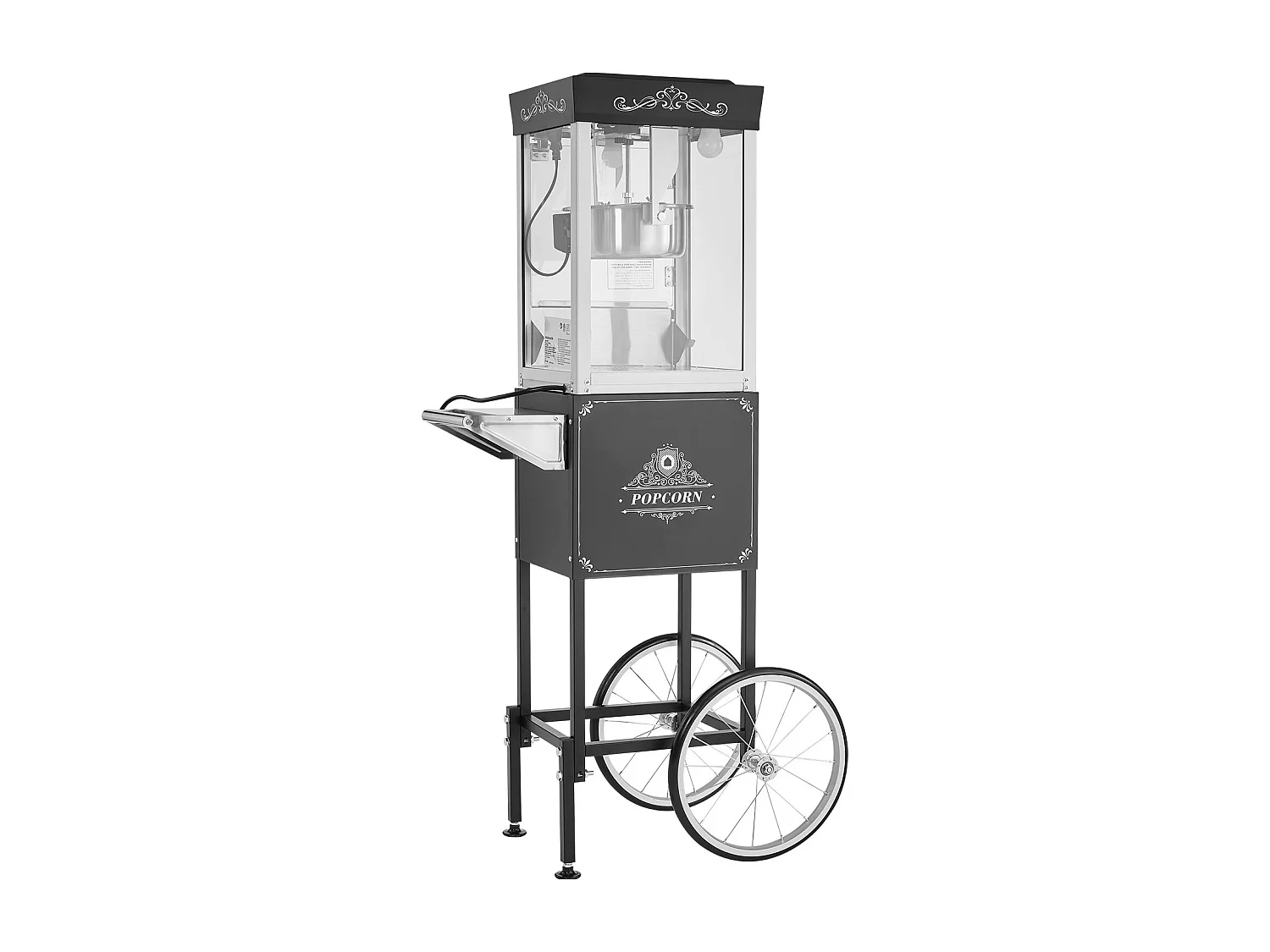 Máquina de Palomitas SucceBuy con Carrito, Palomera 800 W, Gran Cuenco de Acero Inoxidable 0,2 kg, 48 Tazas por Lote, con Control de 2 Botones, Pared de Vidrio