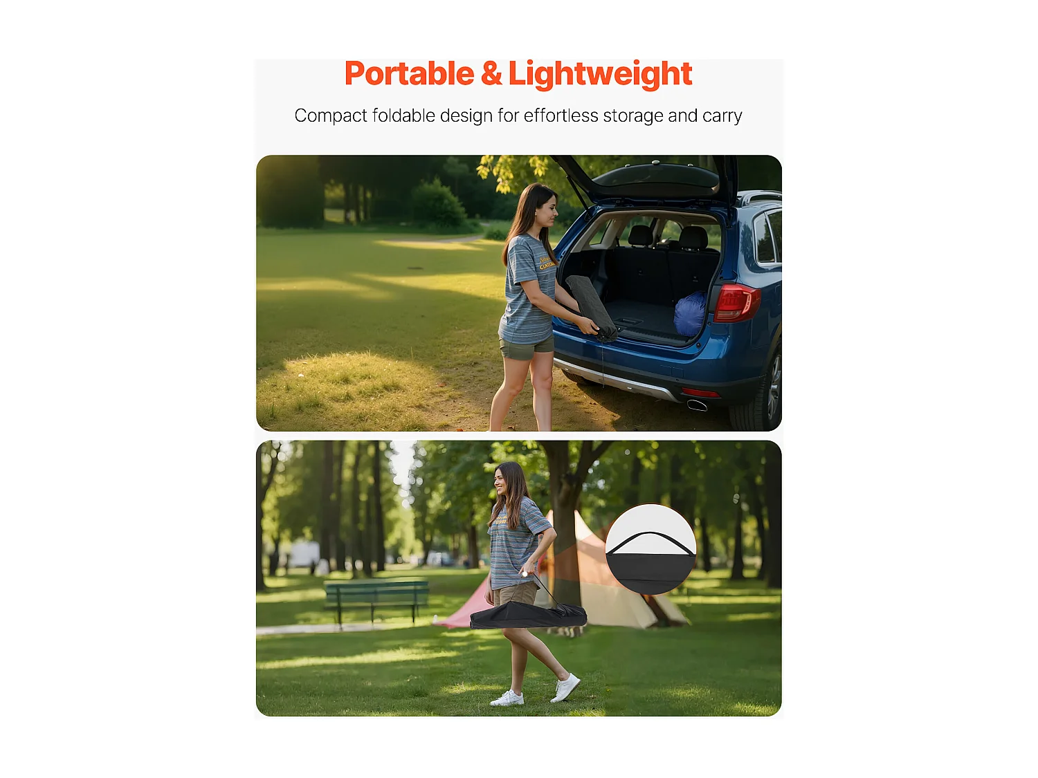 Stół Kempingowy SucceBuy Składany Zwijany 90x52 cm, Przenośny Stolik Boczny z Aluminium, z Regulowaną Wysokością, Warstwą Siatki i Torbą Transportową