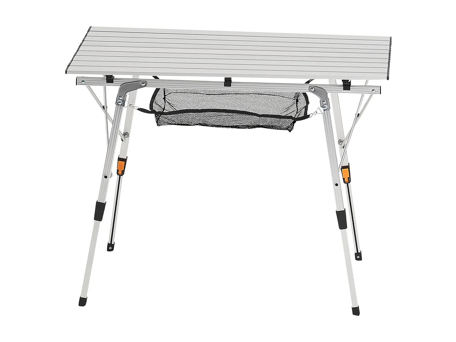 Stół Kempingowy SucceBuy Składany Zwijany 90x52 cm, Przenośny Stolik Boczny z Aluminium, z Regulowaną Wysokością, Warstwą Siatki i Torbą Transportową
