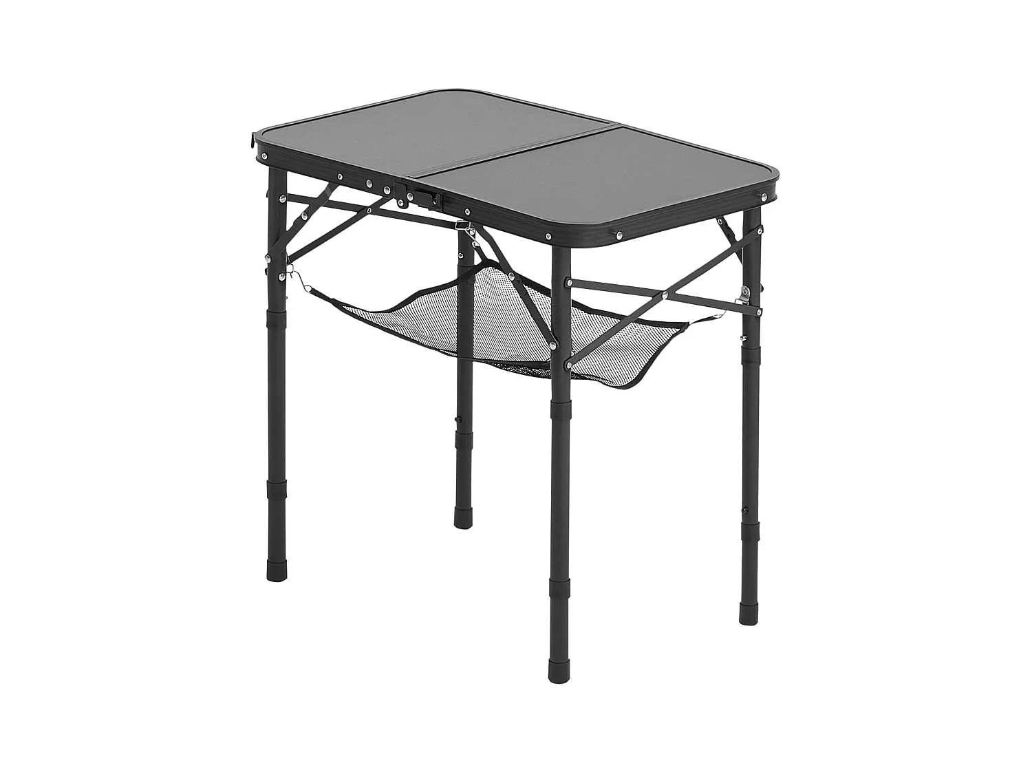 Table de Camping SucceBuy Pliante 60x40 cm, Table d'Appoint Portable Légère et Compacte, en Aluminium MDF, Hauteur Réglable, pour Pique-nique, Noir