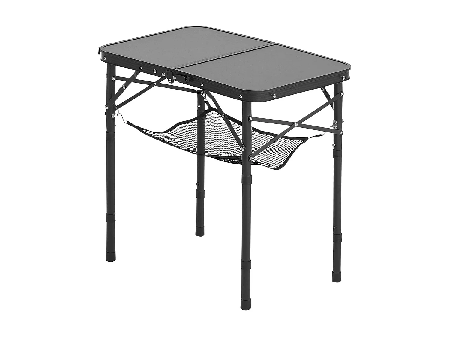 Table de Camping SucceBuy Pliante 60x40 cm, Table d'Appoint Portable Légère et Compacte, en Aluminium MDF, Hauteur Réglable, pour Pique-nique, Noir