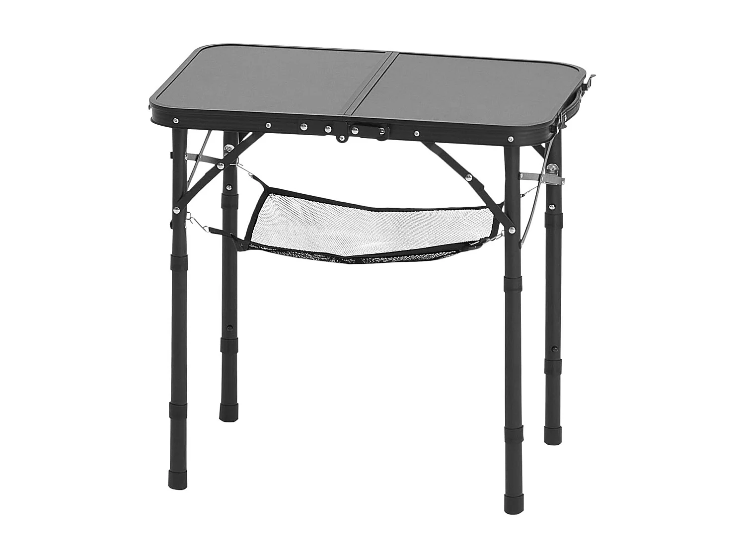 Table de Camping SucceBuy Pliante 60x40 cm, Table d'Appoint Portable Légère et Compacte, en Aluminium MDF, Hauteur Réglable, pour Pique-nique, Noir