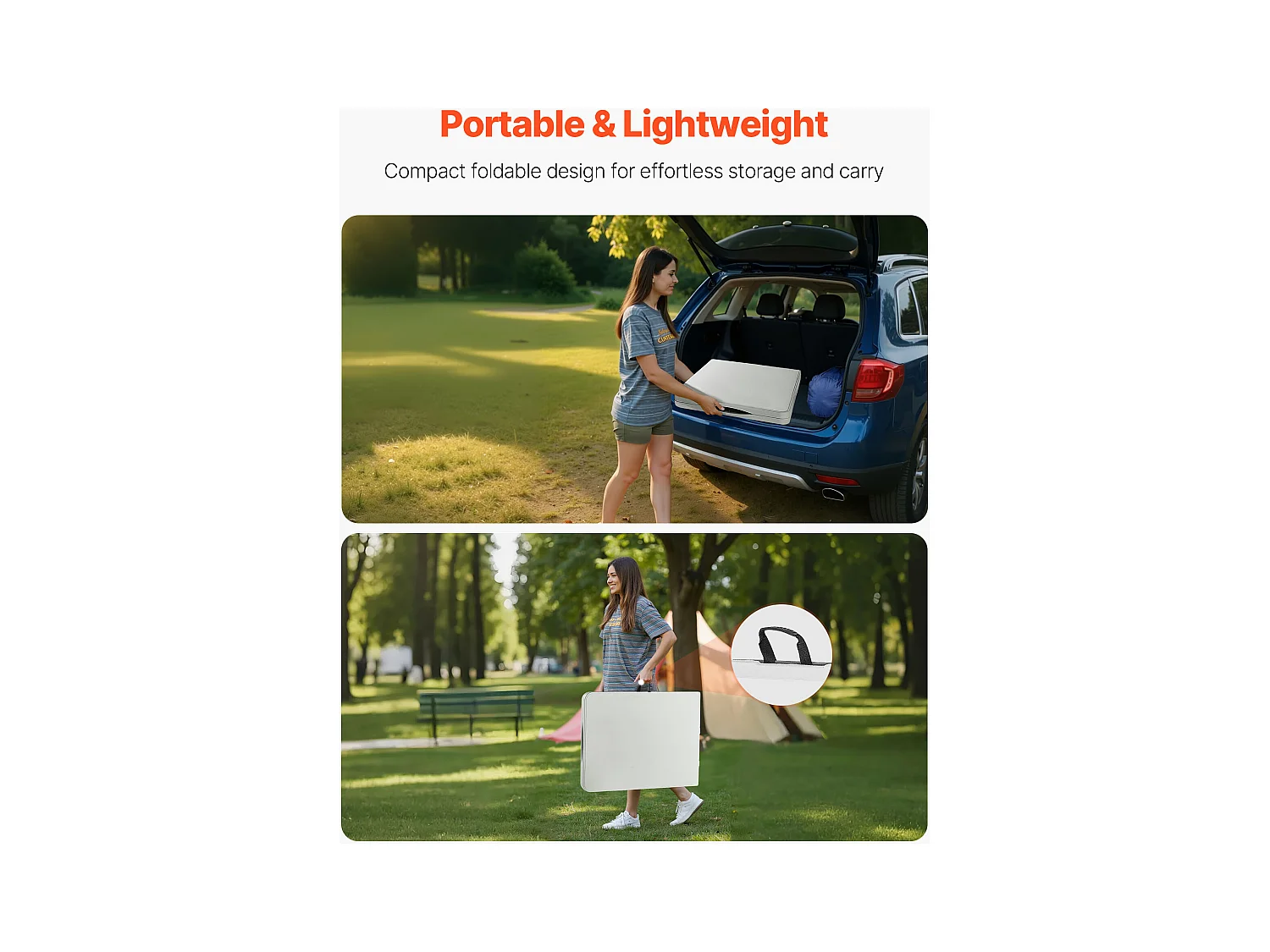 Table Pliante SucceBuy Rectangulaire en Plastique, Table Utilitaire Portable de 180 cm, Solide et Stable, avec Poignée Intégrée, pour Pique-nique, Camping