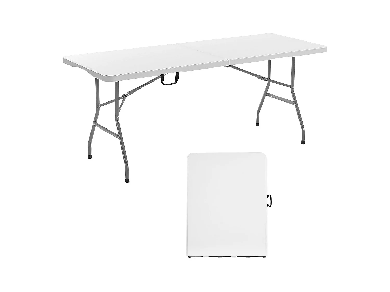 Table Pliante SucceBuy Rectangulaire en Plastique, Table Utilitaire Portable de 180 cm, Solide et Stable, avec Poignée Intégrée, pour Pique-nique, Camping