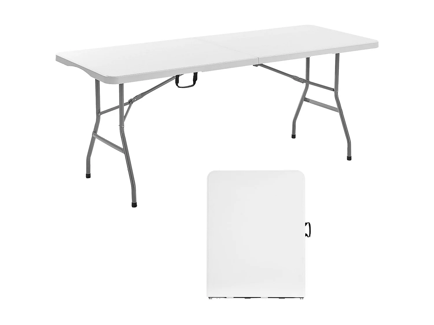 Table Pliante SucceBuy Rectangulaire en Plastique, Table Utilitaire Portable de 180 cm, Solide et Stable, avec Poignée Intégrée, pour Pique-nique, Camping