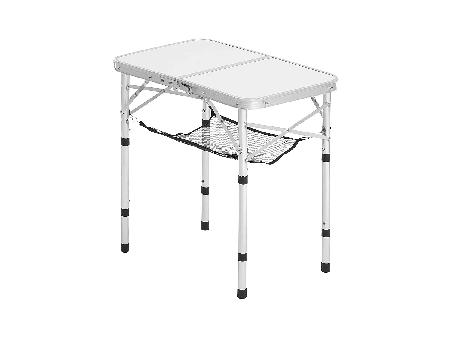 Table de Camping SucceBuy Pliante 60x40 cm, Table d'Appoint Portable Légère et Compacte, en Aluminium MDF, Hauteur Réglable, pour Pique-nique, Argent