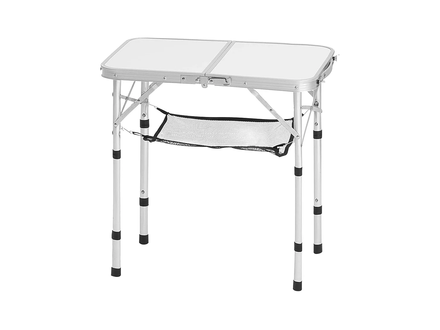 Table de Camping SucceBuy Pliante 60x40 cm, Table d'Appoint Portable Légère et Compacte, en Aluminium MDF, Hauteur Réglable, pour Pique-nique, Argent