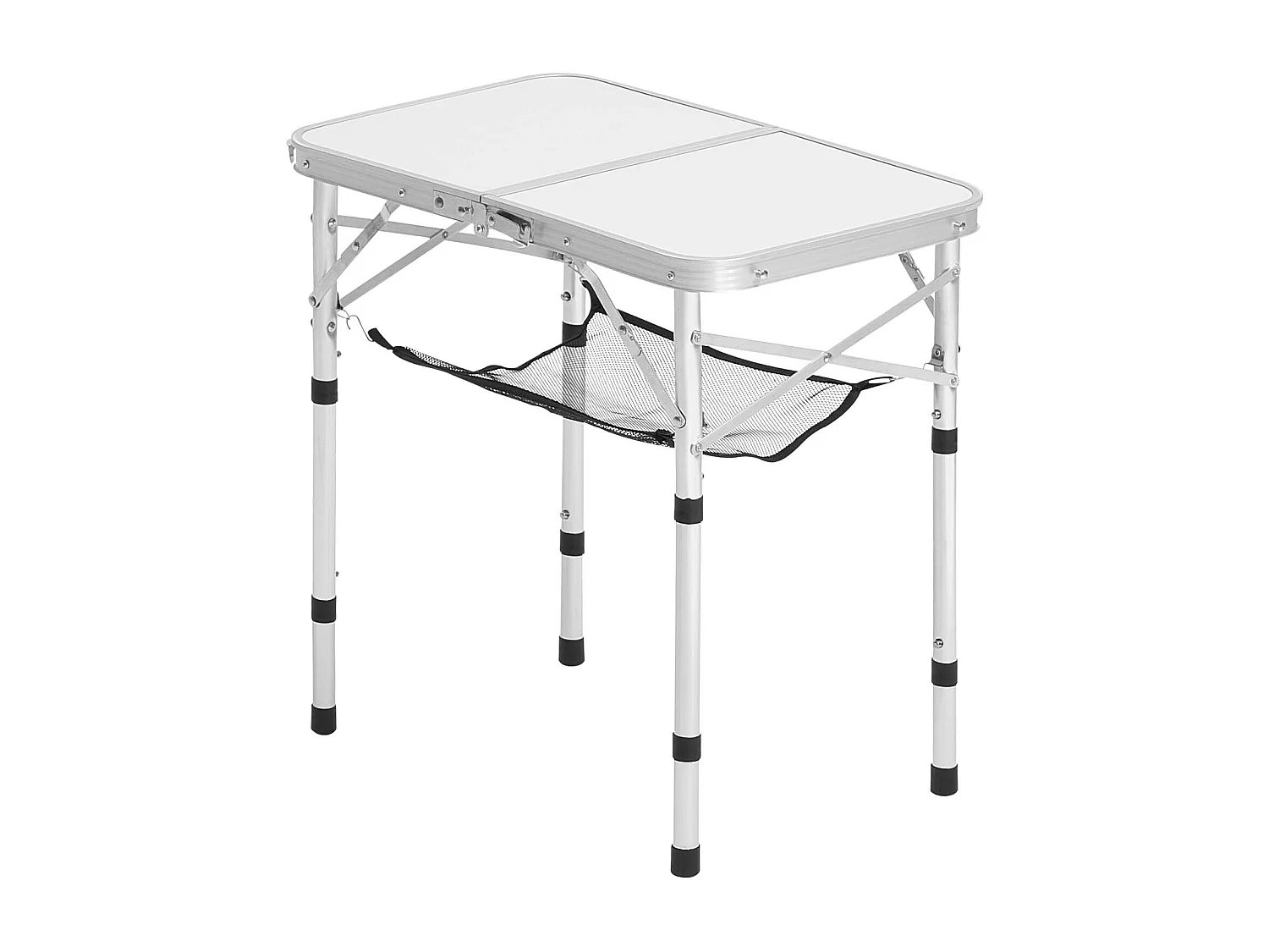 Stół Kempingowy SucceBuy Składany 60x40 cm, Lekki i Kompaktowy Przenośny Stolik Boczny, z Aluminium MDF, Wysokość Regulowana, na Piknik, Srebrny