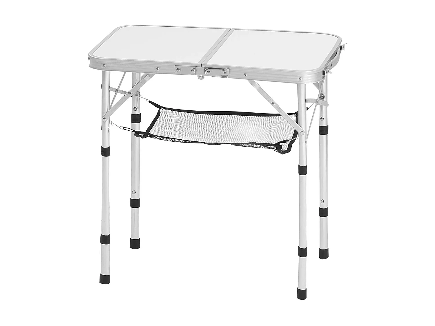 Stół Kempingowy SucceBuy Składany 60x40 cm, Lekki i Kompaktowy Przenośny Stolik Boczny, z Aluminium MDF, Wysokość Regulowana, na Piknik, Srebrny