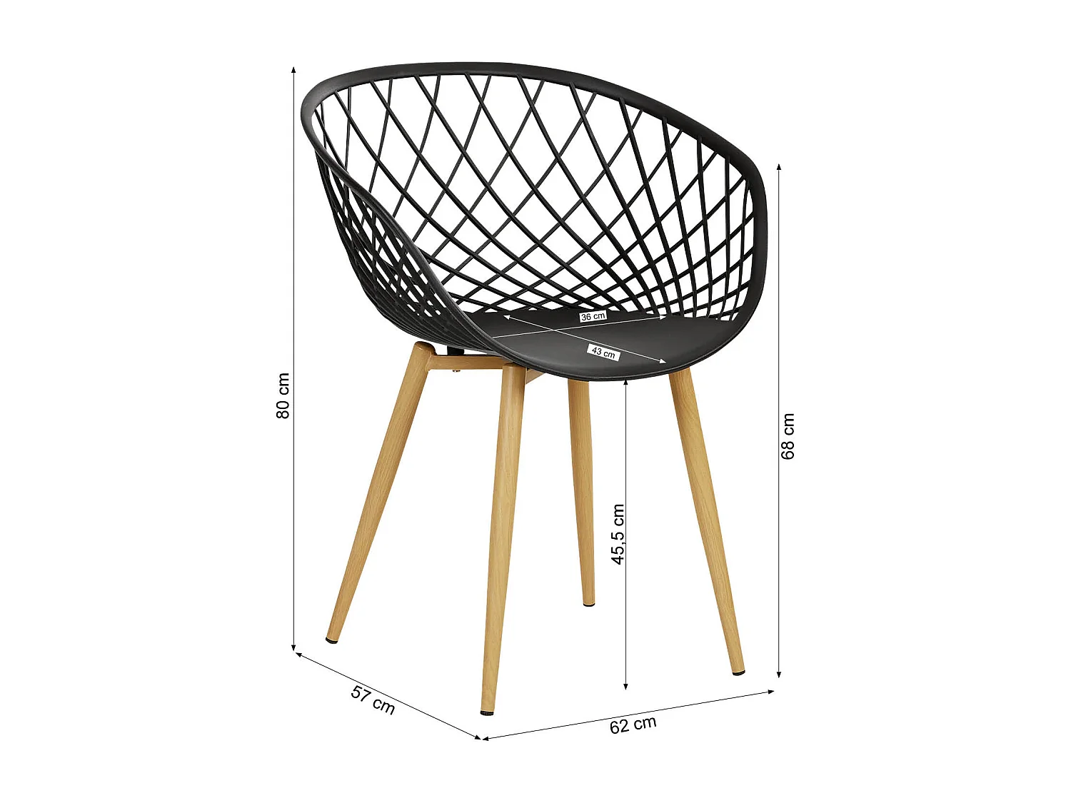 Silla de jardín 62x80x57 cm negro