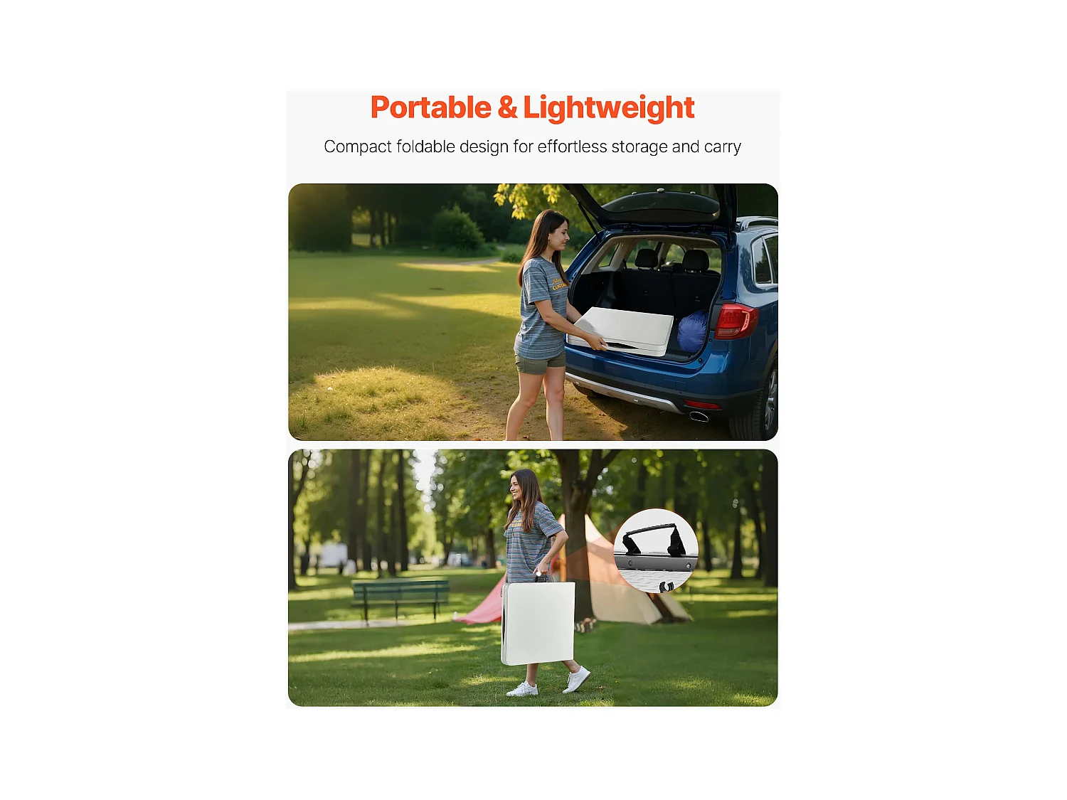 Table Pliante SucceBuy Rectangulaire en Plastique, Table Utilitaire Portable de 122 cm, avec Hauteur Réglable et Poignée Intégrée, pour Pique-nique, Camping