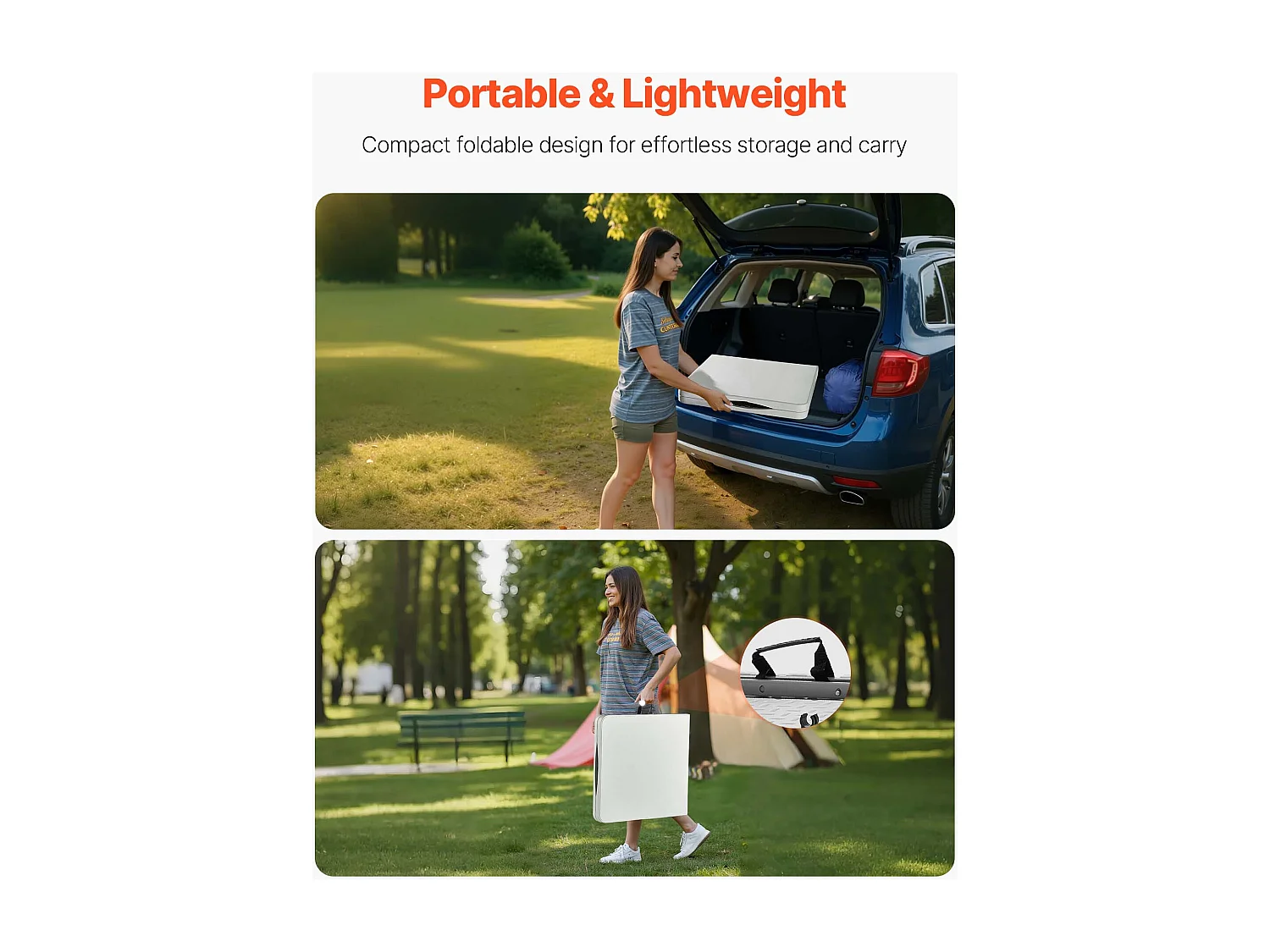 Table Pliante SucceBuy Rectangulaire en Plastique, Table Utilitaire Portable de 122 cm, avec Hauteur Réglable et Poignée Intégrée, pour Pique-nique, Camping