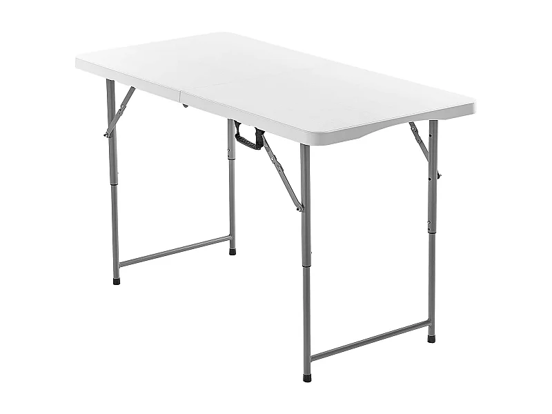 Opvouwbare Tafel SucceBuy Rechthoekig van Kunststof, Draagbare Gebruikstafel 122 cm, met Instelbare Hoogte en Geïntegreerde Handgreep, voor Picknick, Kamperen