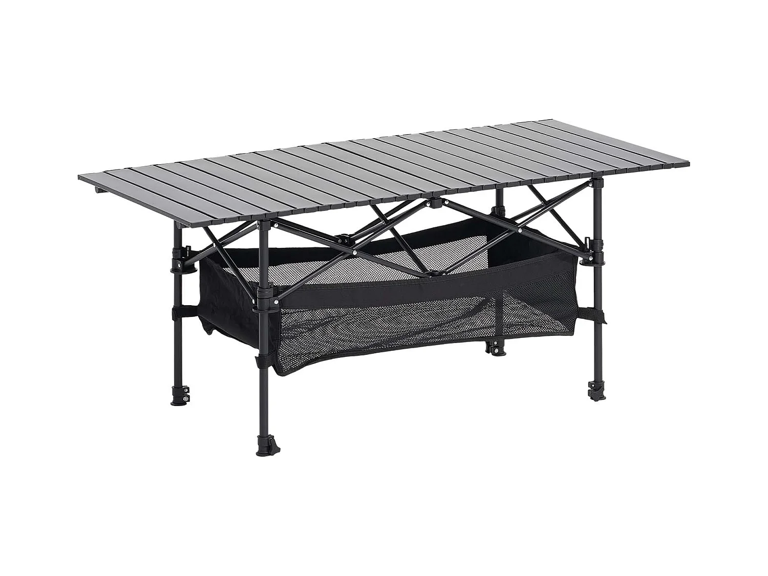 Table de Camping SucceBuy Pliante et Enroulable de 120x55 cm, Table d'Appoint Portable en Aluminium, avec Hauteur Réglable et Grand Sac de Transport