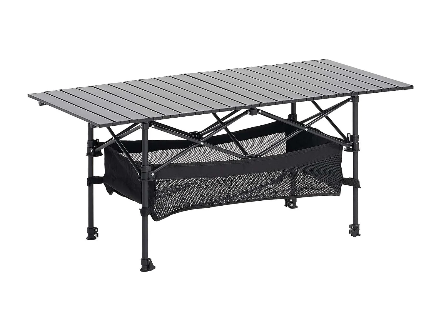 Stół Kempingowy SucceBuy Składany i Zwijany 120x55 cm, Przenośny Stolik Boczny z Aluminium, z Regulowaną Wysokością i Dużą Torbą Transportową