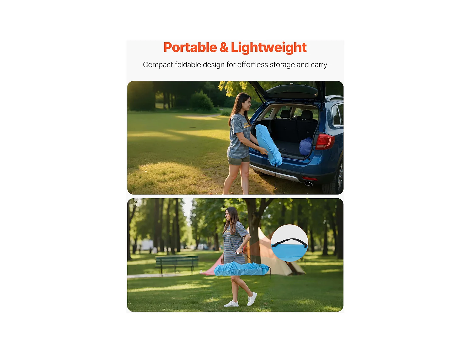 Table Pliante SucceBuy de 56x56 cm, Table de Camping Pique-nique Portable Légère et Compacte, en Tissu Oxford 600D, Imperméable, pour Voyage, Soirée